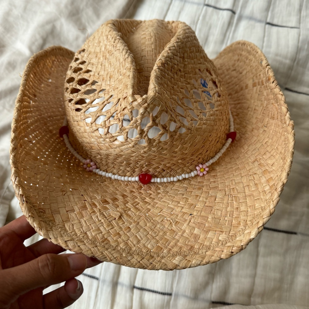 Lack of color beaded cowboy hat